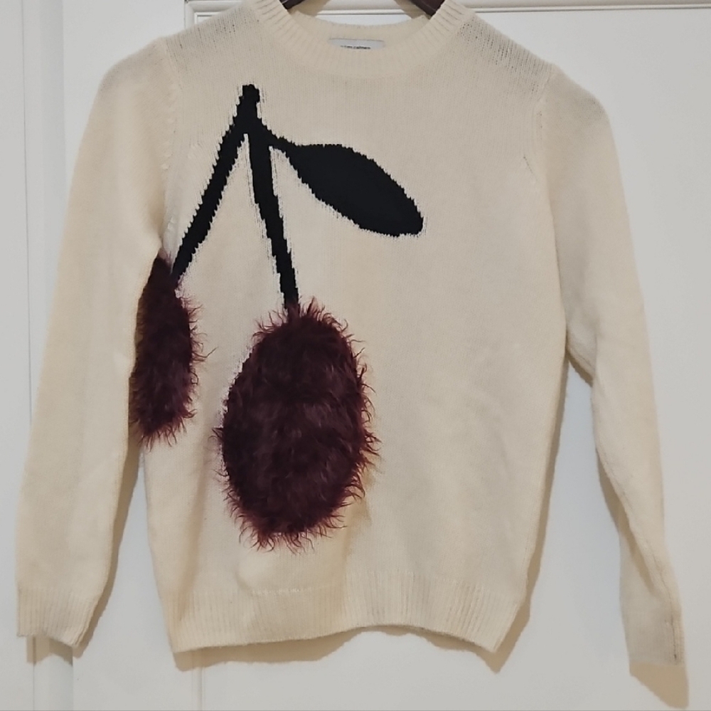 Autumn Cashmere Cream Sweater with Cherry Design